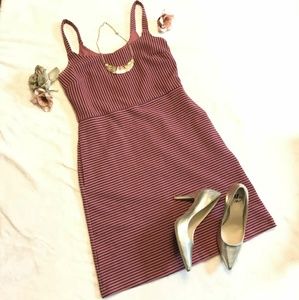 LOFT Dress Pink/Mauve and black striped dress